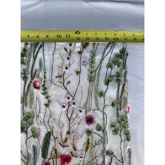 Hydraulic Women sz 12 White Skirt Embroidered Mesh Overlay Floral BOHO Botanical - Picture 6 of 8